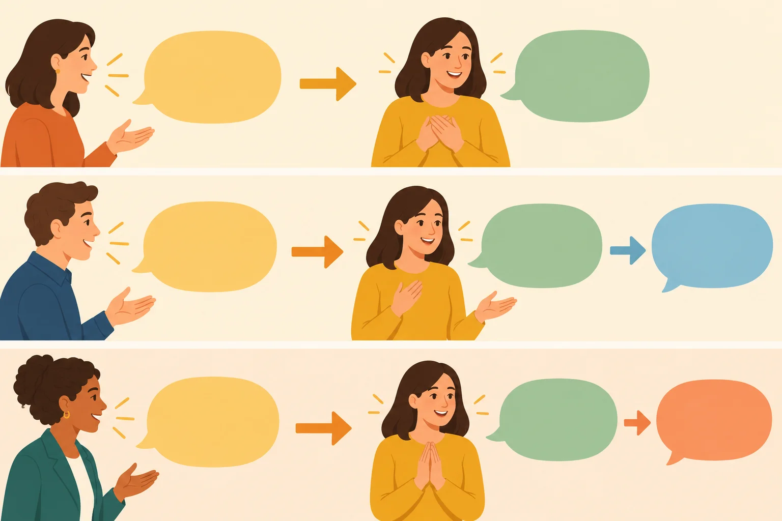 Diagrama com três respostas possíveis a um elogio: agradecer, agradecer e reconhecer o próprio esforço, ou agradecer e compartilhar crédito.