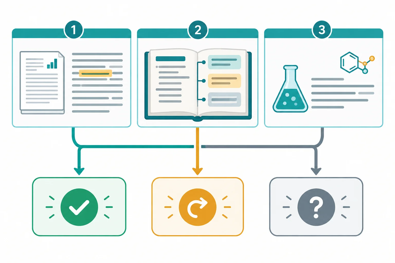 Diagrama com definição local, verbete especializado e exemplo de área convergindo para confirmar, revisar ou manter uma dúvida.