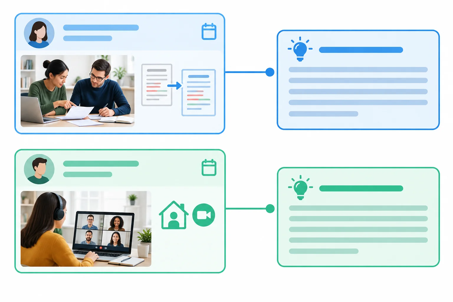 Diagrama com duas obras do mesmo autor e ano, cada uma ligada a uma ideia diferente por uma linha colorida.