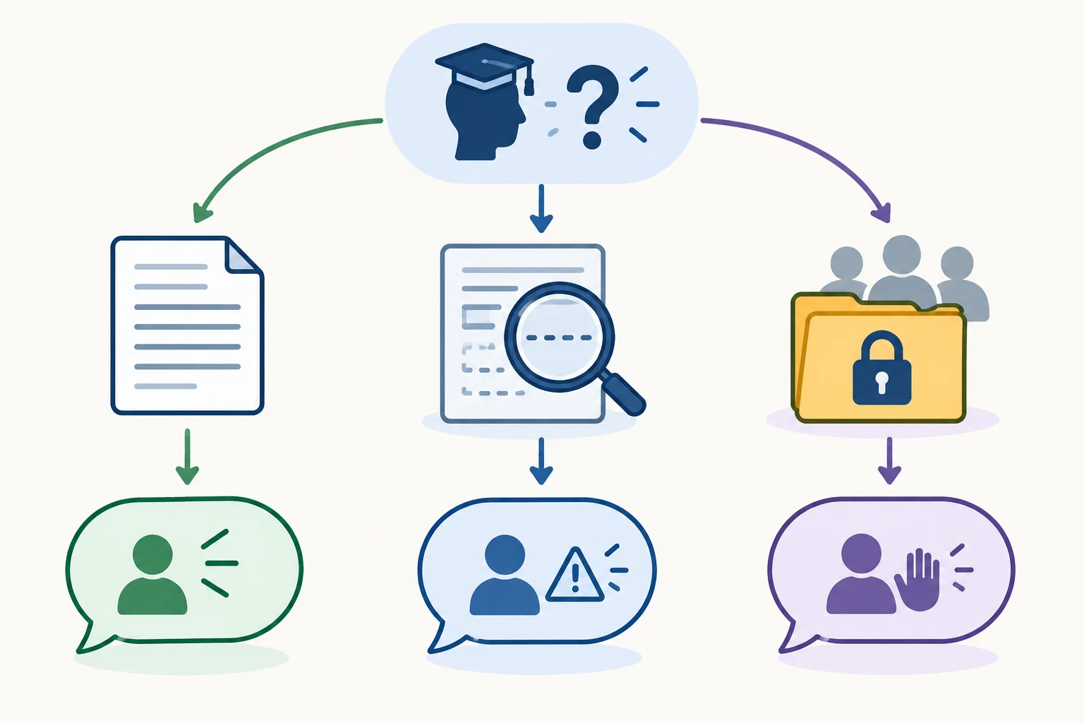 Diagrama com uma pergunta ética que se divide em informação documentada, informação não confirmada e informação protegida.