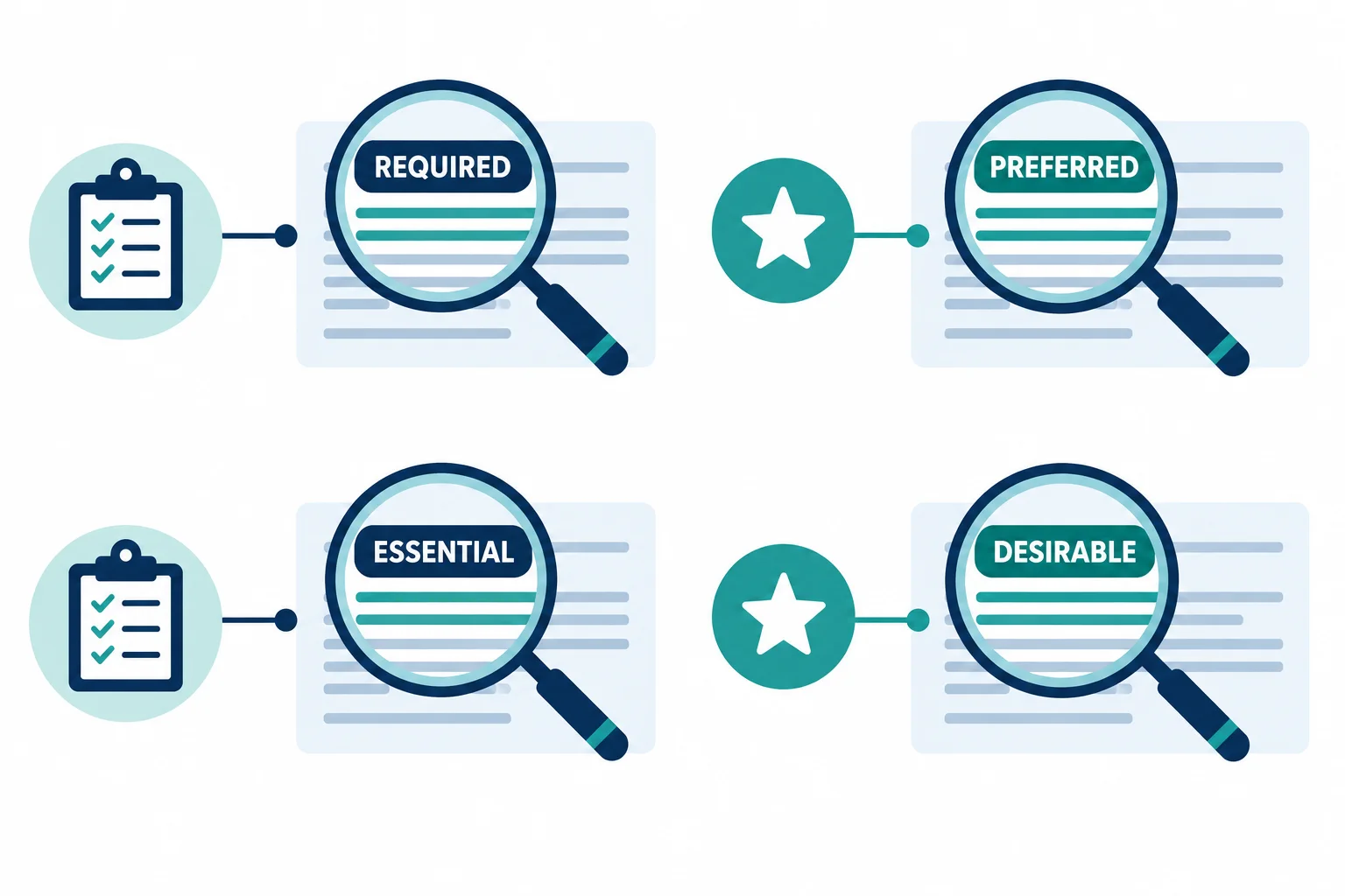 Esquema que contrapõe exigências e preferências e destaca a leitura da frase completa.