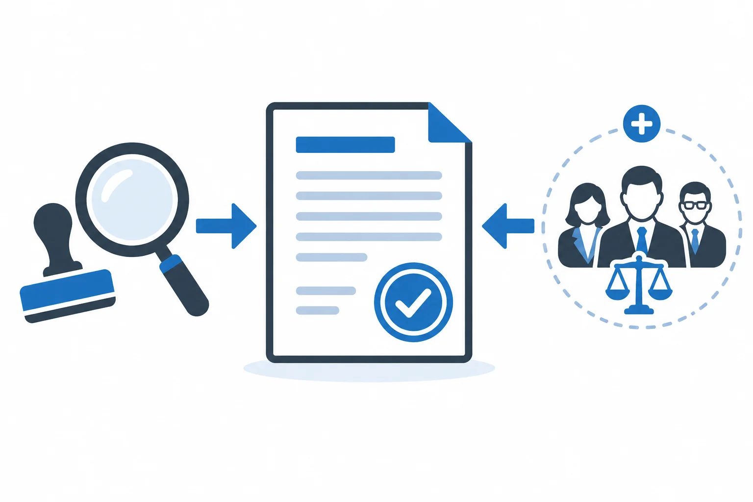Diagrama mostrando um relatório que recebe uma revisão, com a equipe jurídica como agente opcional.