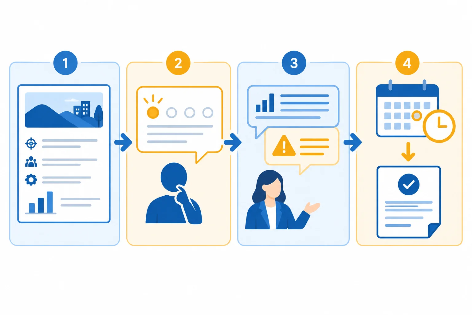 Diagrama com contexto, ponto aberto, contribuição solicitada e prazo antes de uma decisão.