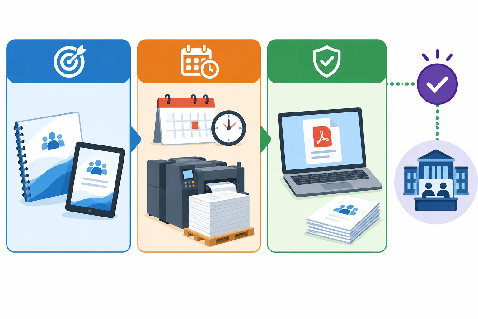 Diagrama com resultado desejado, limites operacionais, alternativa viável e uma aprovação externa separada.