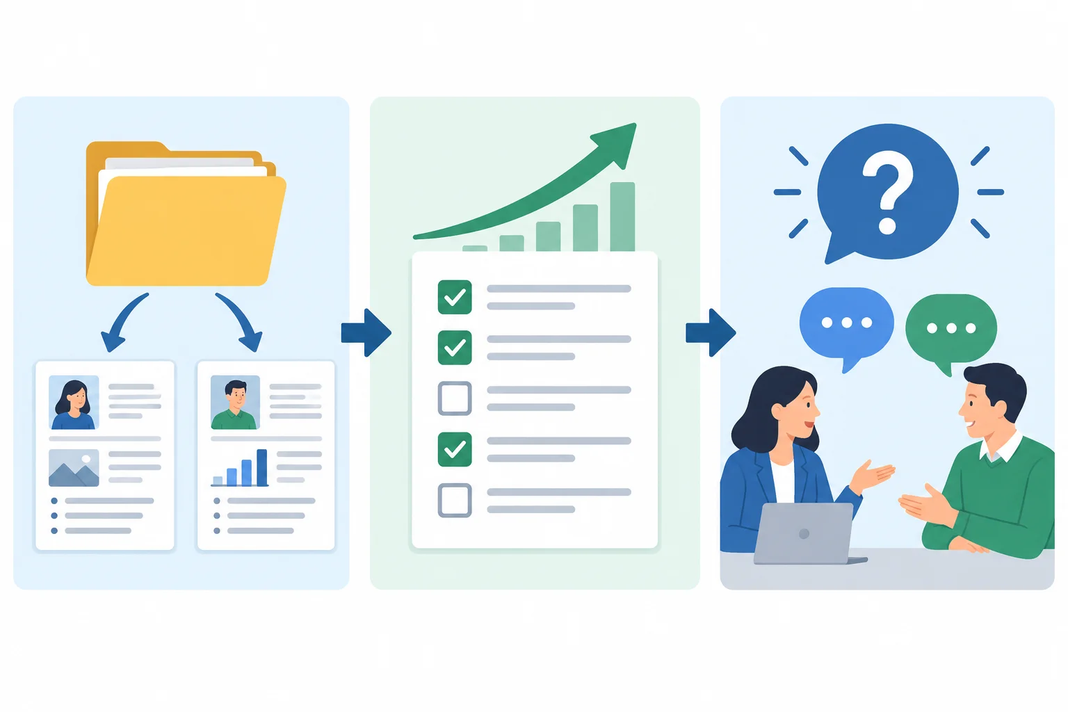 Diagrama com exemplos revisados, progresso parcial observado e uma pergunta que abre a conversa.