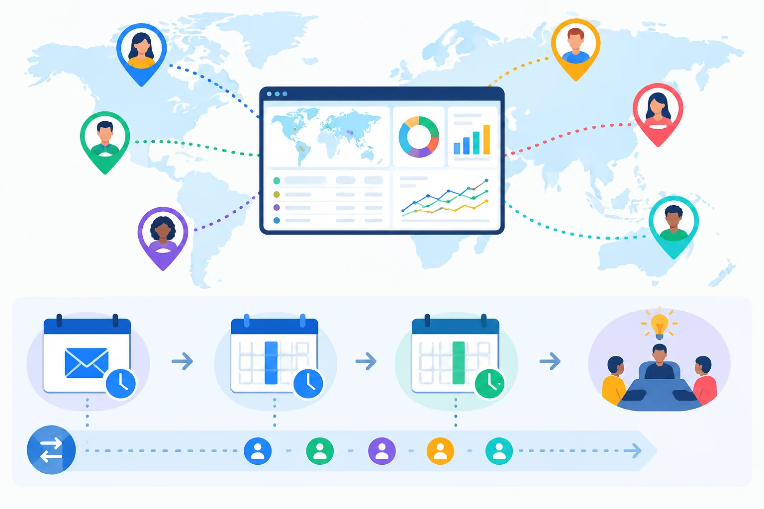 Diagrama de fluxo mostrando o relatório semanal migrando de e-mail na sexta-feira para dashboard na quarta-feira, com período de uso paralelo e reunião de planejamento posterior.