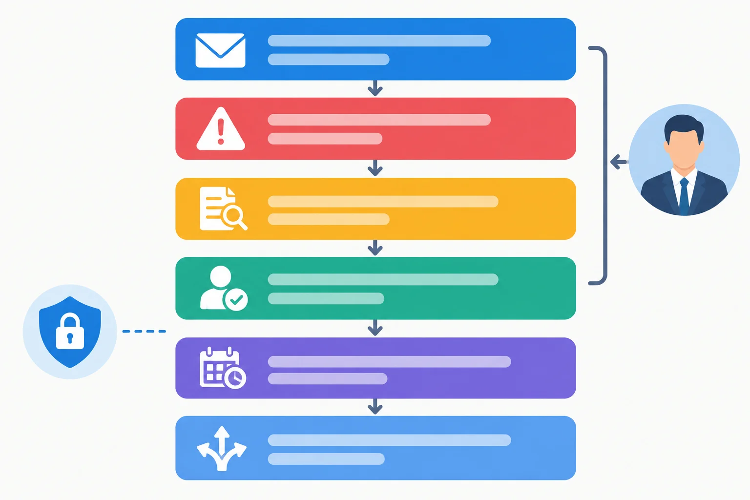 Diagrama de uma mensagem de escalonamento organizada do assunto às alternativas condicionadas.