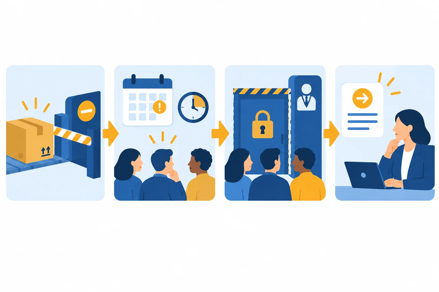 Diagrama de quatro etapas: impedimento, impacto, limite de atuação e pedido de intervenção.
