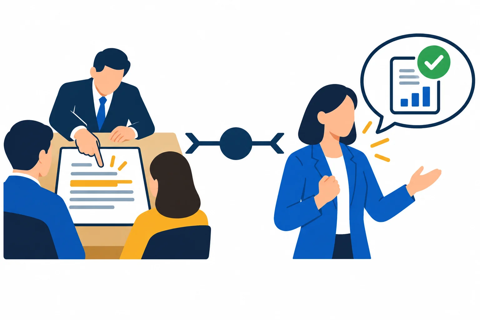 Diagrama contrastando uma exigência por uma condição e a defesa firme de uma afirmação.