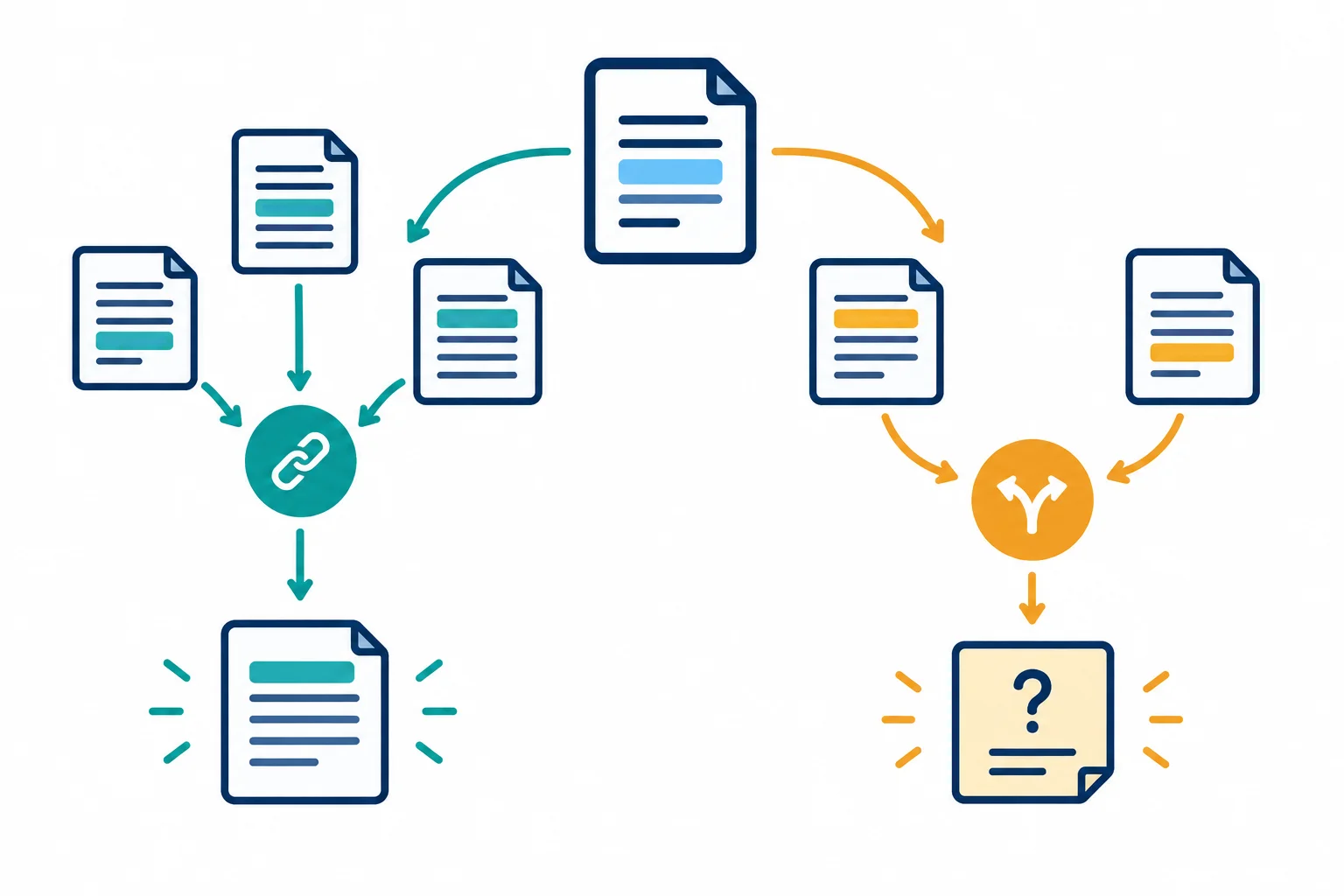 Diagrama mostrando que o contexto pode sustentar uma explicitação, mas duas leituras igualmente plausíveis exigem uma nota de revisão.