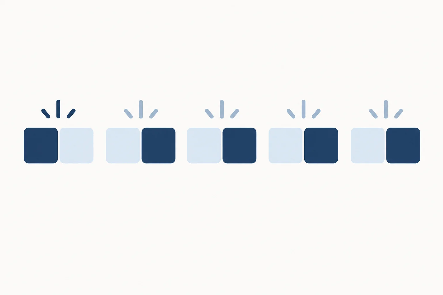 Diagrama de cinco pés: o primeiro aparece com forte-fraco, e os quatro seguintes com fraco-forte.