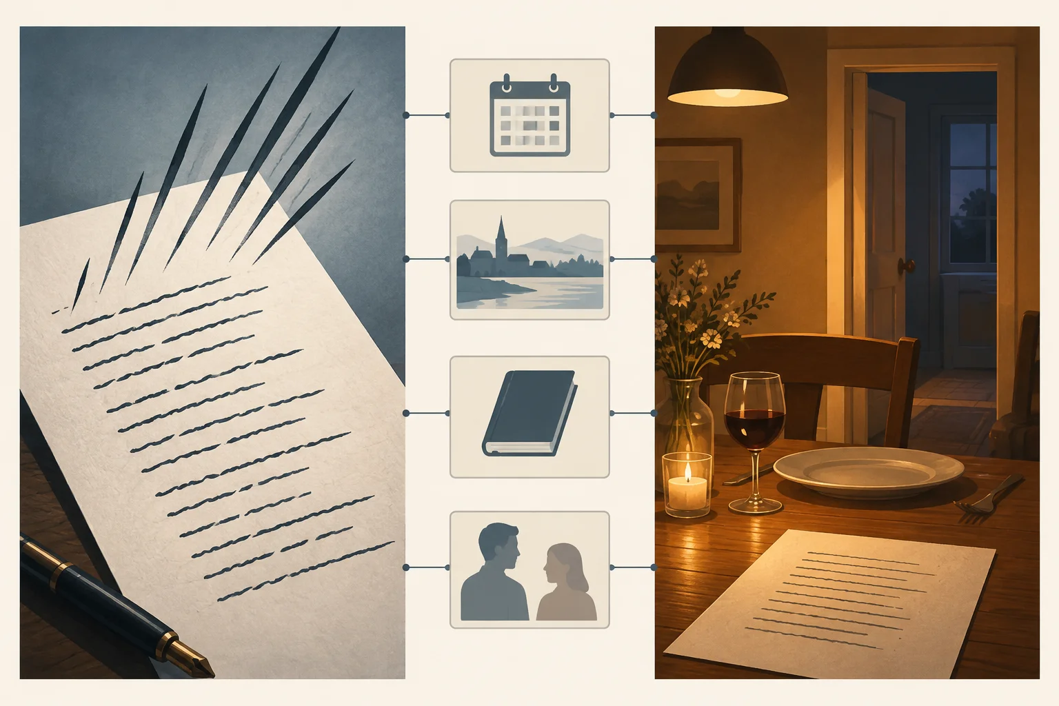 Diagrama comparando dois excertos por marcas textuais e por notas contextuais específicas, sem reduzir cada autor a uma identidade coletiva.