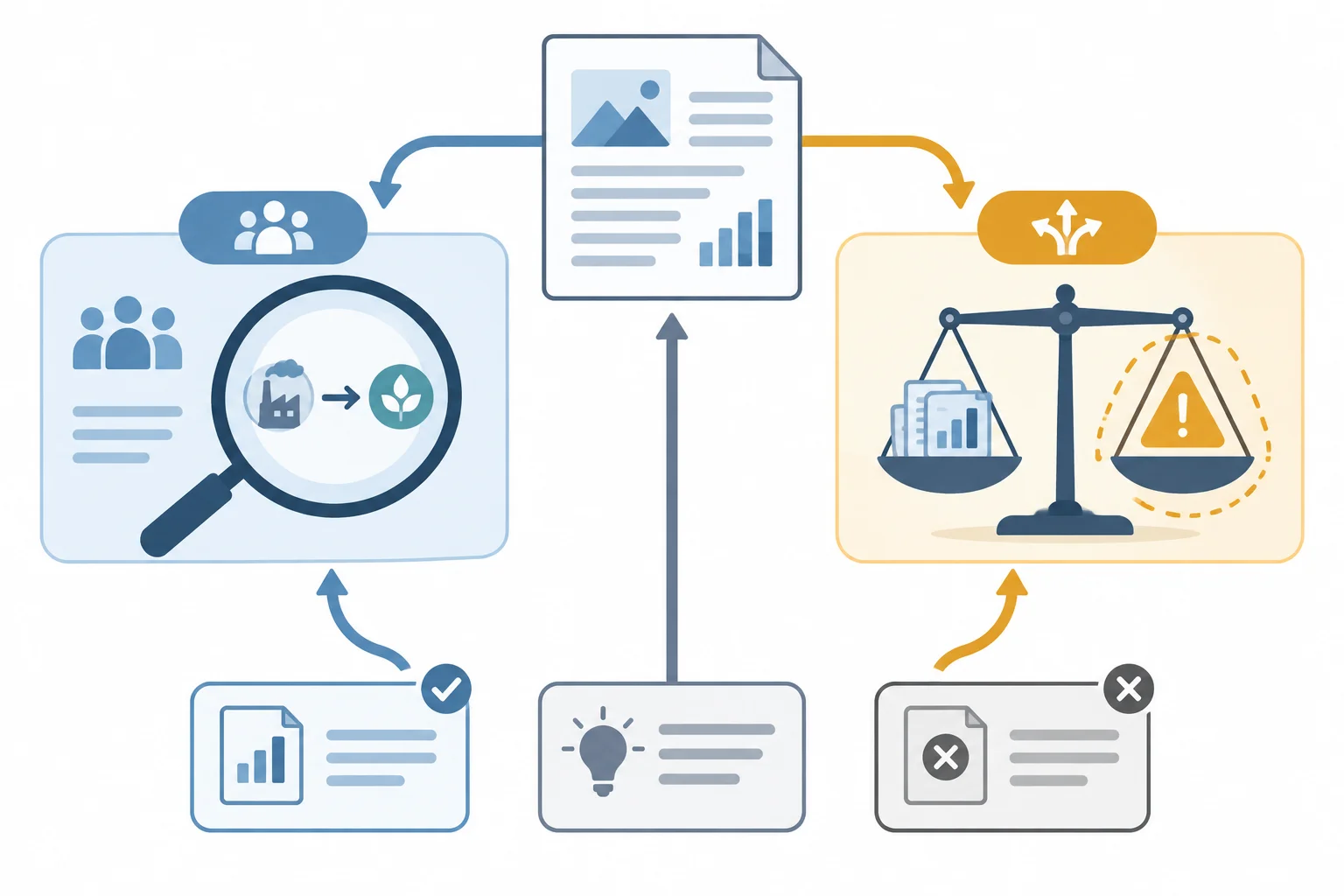 Diagrama mostrando detalhes de uma fonte sendo tratados de forma diferente em uma adaptação para compreensão pública e em uma adaptação para decisão.