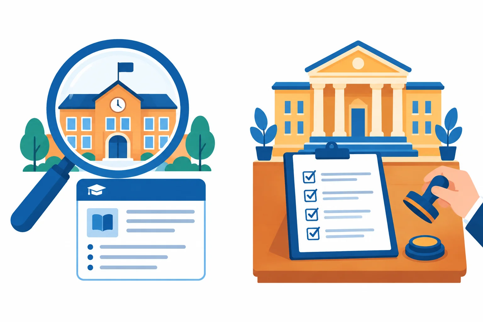 Diagrama com dois campos separados: compreender um termo por uma descrição e reconhecer formalmente um curso por decisão institucional.