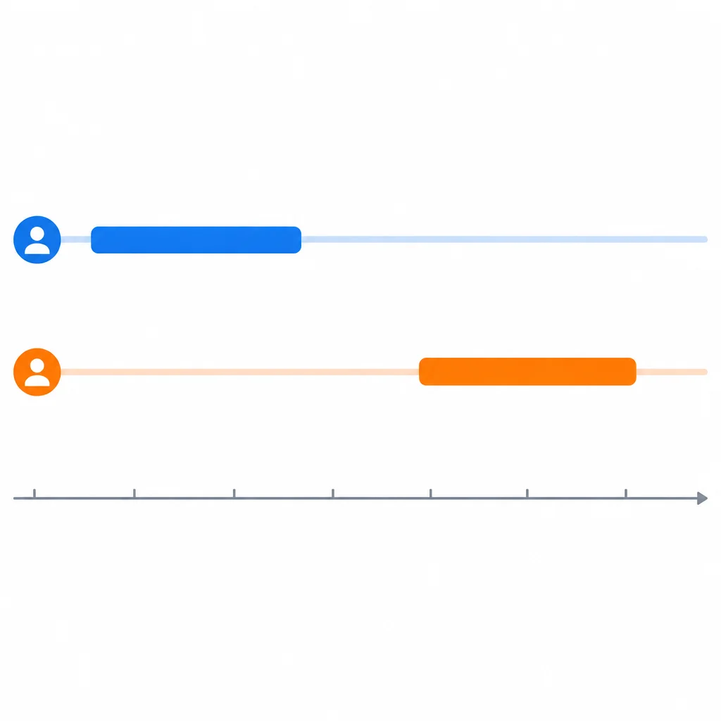 A azul executa e termina; somente depois a laranja executa.