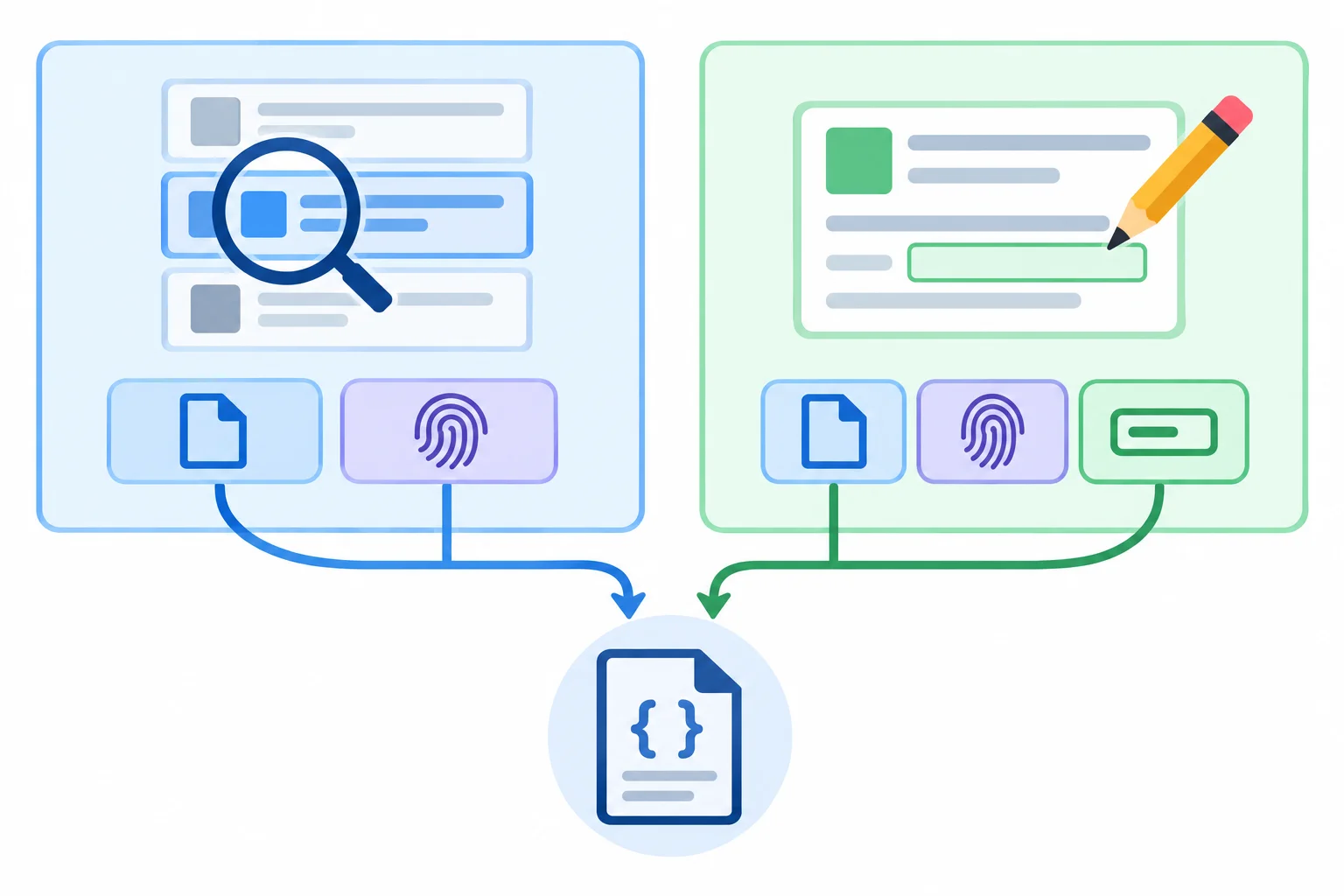 Diagrama com duas ramificações: consultar recebe catálogo local e identificador; atualizar recebe catálogo local, identificador e novo nome.