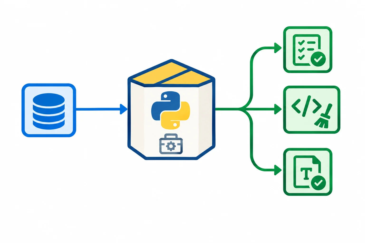 Diagrama com o código da aplicação no centro; à esquerda, uma biblioteca externa conectada ao funcionamento da aplicação; à direita, ferramentas de teste, lint e tipagem conectadas apenas ao desenvolvimento.
