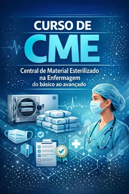 Capa do Ebook gratuito Curso de CME - Central de Material Esterilizado na Enfermagem do básico ao avançado