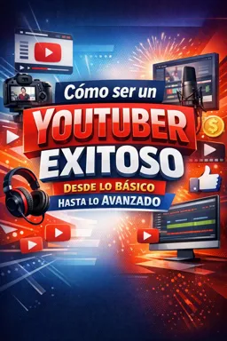 Portada de libro electrónico gratuitaCómo ser un Youtuber exitoso desde lo básico hasta lo avanzado