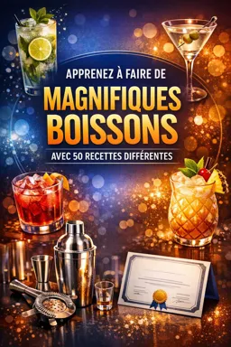 Couverture de livre électronique gratuite Apprenez à faire de magnifiques boissons avec 50 recettes différentes