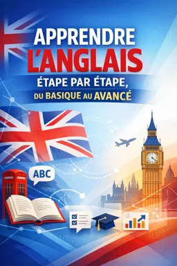 Couverture de livre électronique gratuite Apprendre l'anglais étape par étape, du basique au avancé