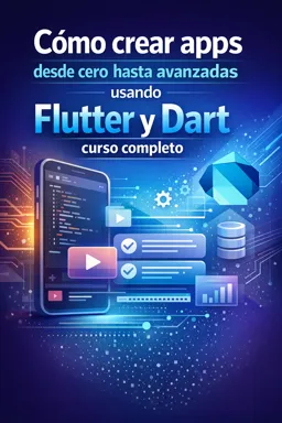 Portada de libro electrónico gratuitaCómo crear apps desde cero hasta avanzadas usando Flutter y Dart curso completo