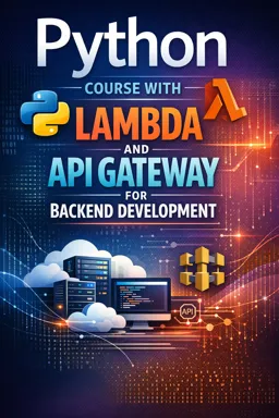 Free Ebook cover Python course with Lambda and API Gateway for backend development