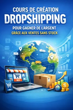 Couverture de livre électronique gratuite Cours de création Dropshipping pour gagner de l'argent grâce aux ventes sans stock