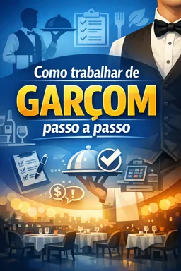 Capa do Ebook gratuito Como trabalhar de Garçom passo a passo