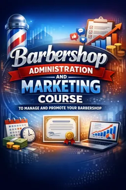 Free Ebook cover Barbershop Administration and Marketing Course to manage and promote your barbershop