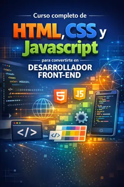 Portada de libro electrónico gratuitaCurso completo de HTML, CSS y Javascript para convertirte en desarrollador front-end