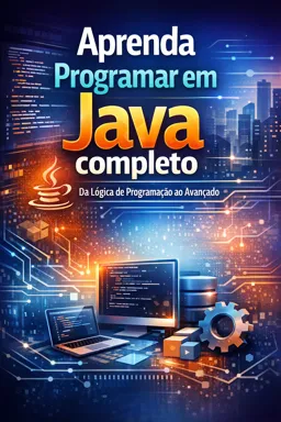Capa do Ebook gratuito Aprenda programar em Java completo, da lógica de programação ao avançado