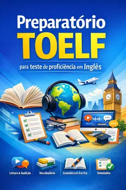 Capa do Ebook gratuito Preparatório TOELF para teste de proficiência em Inglês