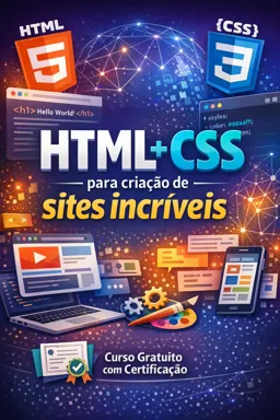 Capa do Ebook gratuito HTML + CSS para criação de sites incríveis
