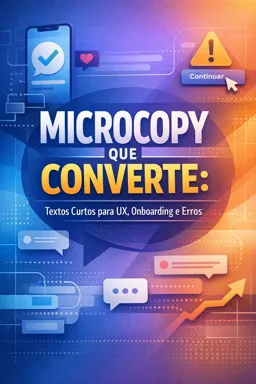 Capa do Ebook gratuito Microcopy que Converte: Textos Curtos para UX, Onboarding e Erros