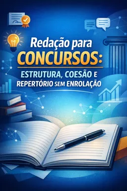 Capa do Ebook gratuito Redação para Concursos: Estrutura, Coesão e Repertório sem Enrolação