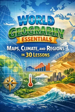 Free Ebook cover World Geography Essentials: Maps, Climate, and Regions in 30 Lessons