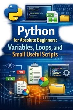 Free Ebook cover Python for Absolute Beginners: Variables, Loops, and Small Useful Scripts