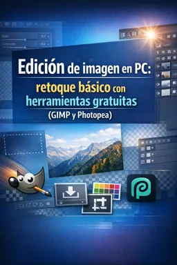 Portada de libro electrónico gratuitaEdición de imagen en PC: retoque básico con herramientas gratuitas (GIMP y Photopea)