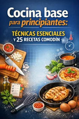 Portada de libro electrónico gratuitaCocina base para principiantes: técnicas esenciales y 25 recetas comodín