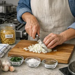 Imagen del curso gratis Cocina base para principiantes: técnicas esenciales y 25 recetas comodín