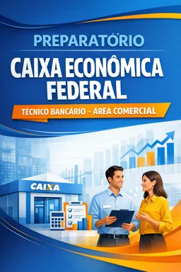 Capa do Ebook gratuito Preparatório Caixa Econômica Federal - Técnico Bancário - Área Comercial