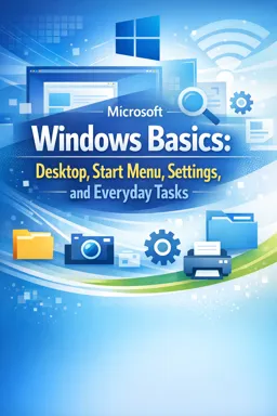 Free Ebook cover Microsoft Windows Basics: Desktop, Start Menu, Settings, and Everyday Tasks