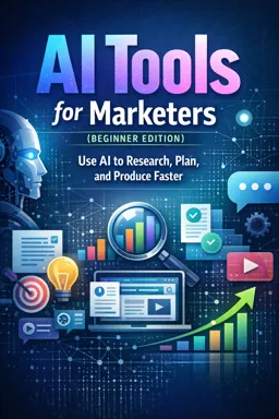 Free Ebook cover AI Tools for Marketers (Beginner Edition): Use AI to Research, Plan, and Produce Faster