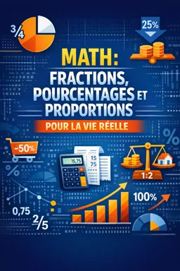 Couverture de livre électronique gratuite Math : fractions, pourcentages et proportions pour la vie réelle