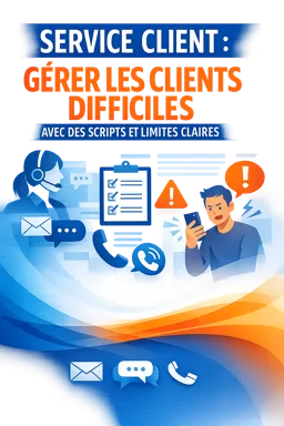 Couverture de livre électronique gratuite Service client : gérer les clients difficiles avec des scripts et limites claires