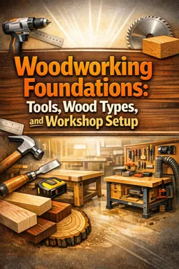 Free Ebook cover Woodworking Foundations: Tools, Wood Types, and Workshop Setup