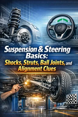 Free Ebook cover Suspension & Steering Basics: Shocks, Struts, Ball Joints, and Alignment Clues