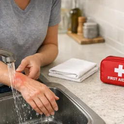 Free Ebook cover Burns and Scalds First Aid: From Kitchen Accidents to Chemical Exposure