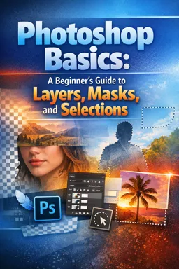 Free Ebook cover Photoshop Basics: A Beginner’s Guide to Layers, Masks, and Selections